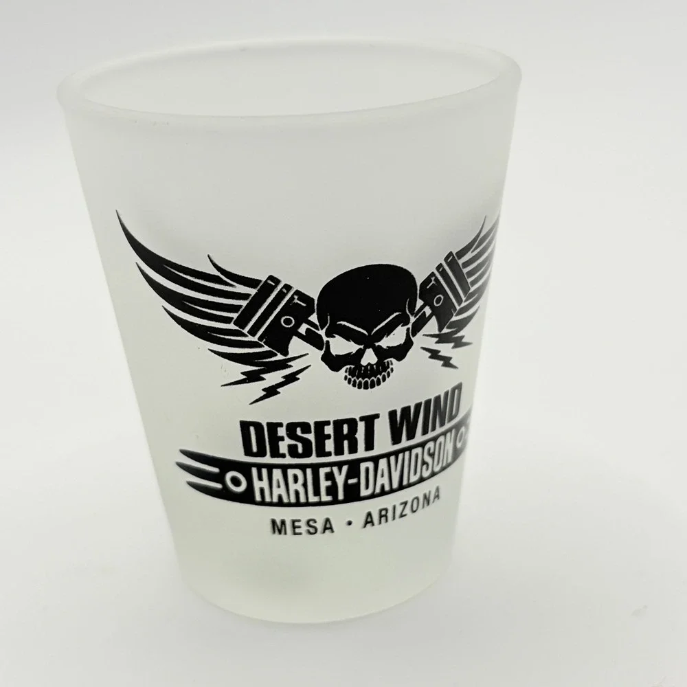 Harley-Davidson Desert Wind Mesa Arizona Frosted Skull Shot Glass Collectible